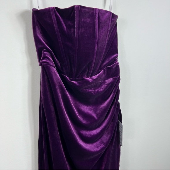 Lulus Glamorous Celebrations Dark Purple Velvet Strapless Tulip Dress NWT Plum - Picture 4 of 8